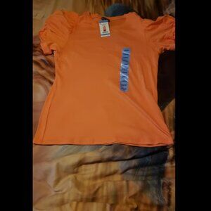 Large Vince Camuto tangerine puff sleeve top